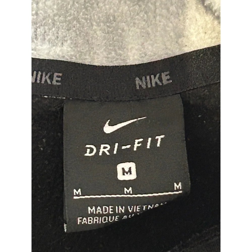 Nike Dri-FIT Hoodie Mens Medium Black Gray Graphic Sleeve Swoosh Pullover
